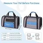 BurgeonNest Pet Carrier for Large Cats, Soft-Sided Cat Carrier for Big Cats and Small Dogs Up to 20 lbs, Top Loading Collapsible Escape-Proof Travel Cat Bag with 4 Mesh Windows & Side Storage, Blue | Soft sided cat carrier with top loading access, mesh...