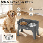 URPOWER Mess Proof Elevated Dog Bowls, Splash Guard Raised Bowl Stand | 4 Height Adjustable Raised Stand with 2 Stainless Steel Food Bowls & Licking Plate for Small, Medium & Large Dogs
