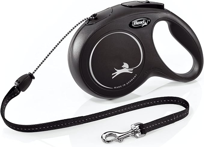 FLEXI® Classic Cord Retractable Dog Leash, Medium, 26 ft - Black | German engineered, original flexi leash, durable quality for dogs up to 44 lbs, tangle-free, walking, reliable brake system