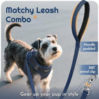 Eagloo Small Dog Harness and Leash Set, Step in Small Sized Puppy Pet Vest | Light, Soft, Breathable Air Mesh, Easy on and off with Hook & Loop, Reflective for Safe Walking, Navy Blue, XS