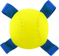Hartz Dura Play Sports Baseball Dog Toy, Bacon Scented Squeaky Latex Yellow & Blue Toy, 1 Count