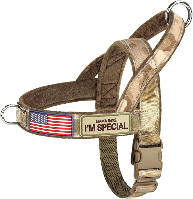 Forestpaw No Pull Dog Harness with Large Handle,Comfortable,M,Camo Brown | Adjustable Fits Chest 23-28",28-50 lbs,Slip On,Quick Release Buckle,Easy Control,Soft Padded,for Medium Dogs Walking Training