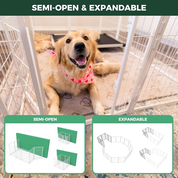 FXW Homeplus Indoor Dog Playpen, 45" H, 6 Panels, for Large Dogs | Stress-free play, Heavy-duty, Semi-open design, Easy setup, Threshold-free gate, Expandable, Patented