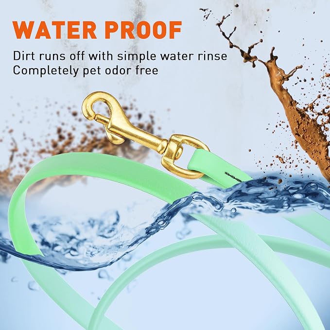 Viper Biothane K9 Working Dog Leash Waterproof Lead for Tracking Training Schutzhund Odor-Proof Long Line with Solid Brass Snap for Puppy Medium and Large Dogs, 33ft Sea Foam Green