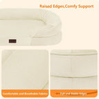 Dwanton Orthopedic Dog Bed for Medium Dogs with Gel Memory Foam, Waterproof Dog Sofa, Washable Pet Bed with Four Sided Bolster Cushion, Removable Cover & Non-Slip Bottom, 36", Beige