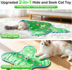 Interactive Cat Toys for Indoor Cats, Rechargeable Hide & Seek Toy | Touch Activated, 3 Speed Modes, Realistic Bird Chirps, 10-Min Auto Shutoff, Hidden Feather Wand for Bored Adult Cats, Green