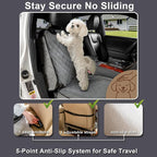 Dog Car Seat Cover Front Seat - Waterproof and Non-Slip, Heavy-Duty Pet Seat Protector with Side Flaps, Full Protection for Front Bucket Chairs on Cars SUVs Trucks (Grey, Standard Front)