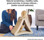 PetFusion 3-Sided Vertical Scratch Play & Perch Cat Scratching Post, 18" x 10.5" x 15.9", Multiple Angle Cat Scratching Pad; 6 Usable Sides, 100% Recyclable Cardboard Lounge