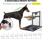 ADENGL 9 Height Adjustable Dog Bowl Stand with Two 1.7L Stainless Steel, Slow Feeder Bowls and Nonslip Pad, Perfect for Medium and Large Dogs