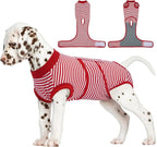FUAMEY Recovery Suit for Dogs, Dog Onesie for Surgery Female Surgical Suit | Female Dog Onesie for Heat Cycle, Dog in Heat Diapers, Dog Wound care, Spay Cone Alternative after Surgery Rose Stripes S