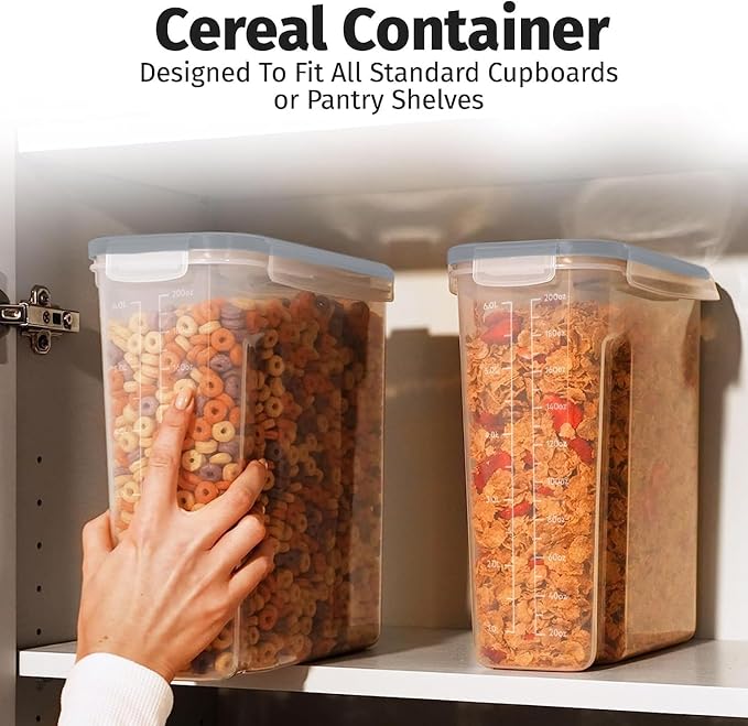 Shazo 2 Pack (6.3L / 213OZ) EXTRA Large Airtight Food Storage Cereal Containers for Bulk Food Storage BPA-Free Plastic Container, Pantry Organization and Canister for Rice, Pasta, Sugar & Flour