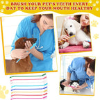 Nuogo 200 Pcs Dog Toothbrush,Dual Headed Long Handle, 8 Colors, Cats Dogs | Bulk 200 Pack, fits large and small breeds, dual brush heads, long handle reach, 8 colors for multi-pet households