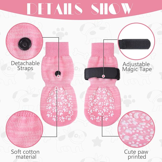 EXPAWLORER Anti Slip Dog Socks to Prevent Licking Paws, Dog Shoes for Hot Pavement, Dog Booties for Small Medium Large Senior Dogs, Traction Control Boots & Paw Protectors for Hardwood Floors