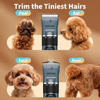 Dog Clippers Grooming Kit and Trimmer for Small and Large Dogs Cats | <60dB quiet,Rechargeable Cordless,4H Runtime,4 Guide Combs,2in1 Wide & Narrow Blades,Pet Shaver for Matted Fur(Blue)
