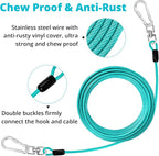 jenico Dog Tie Out Cable: 25ft Dog Lead for Yard - Heavy Duty Chain Leash Outside for Small Large Dogs Up to 500 lbs - Outdoor Dog Runner Tether