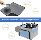 SlowTon Dog Booster Car Seat, Reinforce Metal Frame Safe Pet Car Seat with Seatbelt & Waterproof Pee Pad & Top Cover | Portable Collapsible Puppy Carrier Bag | for Small Dogs Cats (with Soft Pad)