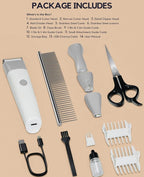 4 in 1 Rechargeable Dog Clippers Grooming Kit with 2 Speeds and Low Noise | Quiet Cordless Dog Hair Trimmer for Paw Nail Grinder, Cat Grooming Clippers for Trimming Hair on Paw Eye Ear Face (Gray)