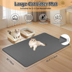 Silicone Cat Litter Mat 45" x 30" Cat Mat for Litter Box, Dark Grey | Extra Large Cat Litter Trapping Mat for Floor, Waterproof, Non-Slip Kitty Litter Box Mat with Raised Edge, Easy to Clean