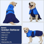 BRKURLEG Dog Raincoat, Waterproof Rain Jacket with Hood, Blue, M | Adjustable Windproof Rainproof Jacket with Leash Hole, Reflective Breathable Rain Coat Poncho, for Small to Large Dogs