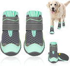 SlowTon Dog Shoes for Large Small Medium Dogs - Breathable Dog Boots for Summer Hot Pavement, Paw Protector for Outdoor Walking Winter Snow, Anti-Slip Rubber Dog Booties for Hardwood Floor (GR, 8)
