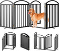 SNUOWU 4 Panels Full Matel Freestanding Dog Gates with Door, 96"Extra Wide 32"Tall Free Standing Dog Pet Gate for Indoor & Outdoor. Foldable Pet Fences for Doorways, House, Stairs, Porch, Deck, Yard
