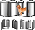SNUOWU 4 Panels Full Matel Freestanding Dog Gates with Door, 96"Extra Wide 32"Tall Free Standing Dog Pet Gate for Indoor & Outdoor. Foldable Pet Fences for Doorways, House, Stairs, Porch, Deck, Yard