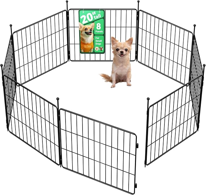 FXW MiniPaws Dog Playpen, Indoor, Yard & RV Camping, 20" H, 8 Panels | Portable, Expandable Layout, Tool-Free Setup, For Puppies & Small Dogs