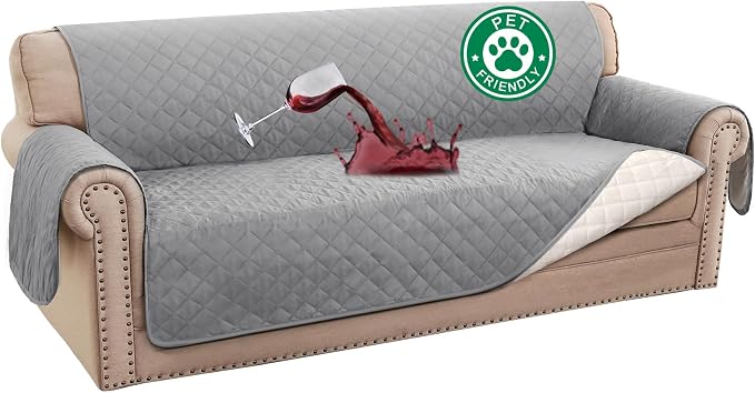 Turquoize 100% Waterproof Sofa Covers Couch Cover Sofa Cover for Dogs Couch Protector Triple Non-Slip Sofa Slipcover for 3 Cushion Couch Furniture Protector for Pets, Kids,Dog (Sofa 70", Dove Gray)