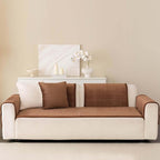 Velvet Washable Dog Couch Cover, Non-Slip Waterproof Pet Sofa Protector for Cushion Sectional, L-Shaped Sofa & Loveseat, Machine Washable(1PC/27.6"x90",Brown)