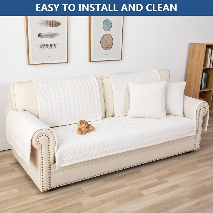 Eismodra Throw Pillows,Couch Cover,Sofa Cover,Sectional Couch Covers for 3 Cushion Couch,Sofa Slipcovers for Dogs Cats Pet Loveseat Recliner Leather L Shaped,White 18 x 18 Inches (Only 1 Piece)