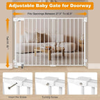 SHYUJAJIE No Bottom Bar Baby Gate, 51.18 inch Tall Cat Pet Gate | for Doorway, Adjustable 27.5in- 43 in Dog Gate with Large Walk Thru Door,White