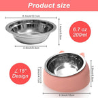 7 Pcs Raised Cat Food Bowl Stainless Steel Tilted Feeding for Little Cat Raised 15° Elevated Pet Dish for Kitten Puppy Anti-Slip Detachable Pet Stainless Steel Slope Base Food Bowl with 5 Food Scoop