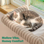 Zakkart Mellow Cat Perch for Windowsill, Hook-On or Screw-On Installation Pet Window Perch, Machine Washable Bed, Heavy Duty Cat Hammock Shelf for Large Cats, Holds up to 40 lbs (Brown, XLarge)