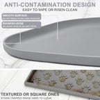 SMILOOL Small Silicone Pet Food Mat with Raised Edge for Food and Water Bowl, Square Dog Feeding Mats, Cat Food Trays for Floor Waterproof, Rubber Tray for Dogs and Cats, 12 x 12 x 0.7 Light Gray