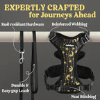 rabbitgoo Cat Harness and Leash Set, Escape Proof Vest, Lunar Prowl | Soft Breathable Mesh, Easy Adjustable Fit, Snap Buckles, Sturdy Clip, Reflective Strips, for Medium to Large Cats Walks, M