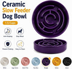 Ceramic Slow Feeder Dog Bowl, 1.5 Cup Puzzle Dish for Small Medium Dogs | Glazed ceramic maze bowl with 1.5-cup capacity for dry or wet food, sized for small and medium dogs