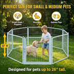 32 Inch Blue Dog Playpen, 8-Panel Metal Pet Exercise Pen with Door, Foldable Indoor Outdoor Dog Fence for Medium Dogs (Blue, 32inch)