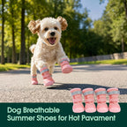 Dog Shoes, Non-Slip Dog Booties for hot Pavement, 4Pcs Pink 1# | Waterproof TPE Sole, Breathable Dog Boots with Reflective Straps, Idear for Hardfloors, Outdoor, Small Medium Paw Protectors