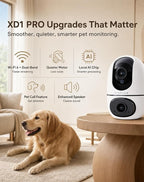 VIRTAVO Pet Camera Indoor WiFi 6, No Subscription, for Dogs Cats | Dual Band 2.4/5GHz, 360° Auto Tracking, Pet Call, Dual Lens, 2-Way Audio, Night Vision, SD & Cloud, Wired