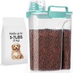 LEAWALK 5-7Lbs Dog Cat Storage Container Portable with Upgraded Large Spout and Cup, Plastic Pet Food Dispenser for Small Animal Kibble, Bird Seed, Oatmeal, Rice, Flour, Brown Sugart- Elegant Blue
