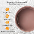Khaki Elevated/Raised 15°Tilted Anti Slip Ceramic Dog Bowl for Medium & Large Breeds,Slanted Bulldog Big Face Pet Feeding Food Water Dish Stand for Dogs (7.6 Cups/60OZ)