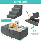 YENING Large Dog Stairs for High Beds - 24 Inches Tall Extra Wide Pet Steps for Large Dogs to Get on Bed 4 Deep Step for Couch