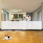KISKIZ 110 Inch Extra Wide Retractable Baby Gate for Large Openings, White | Indoor & Outdoor Retractable Dog Gate for Doorways, Hallways, Decks, Patios, Keeps Kids & Pets Safely Contained, Easy Install