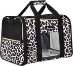 Petmolico Cat Carrier Soft-Sided Airline Approved, Medium, Medium, Leopard | For small/medium cats & puppies up to 16 lbs, 3 open doors, travel-friendly pet bag