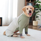 Dog Onesie Coat - Water-Repellent & Stretchable, Dirt-Resistant Outdoor Puppy Suit with Reflective Strips | Controls Shedding | for Small, Medium, Large Dogs (Beige, 5XL(Weight 65-88 lbs))