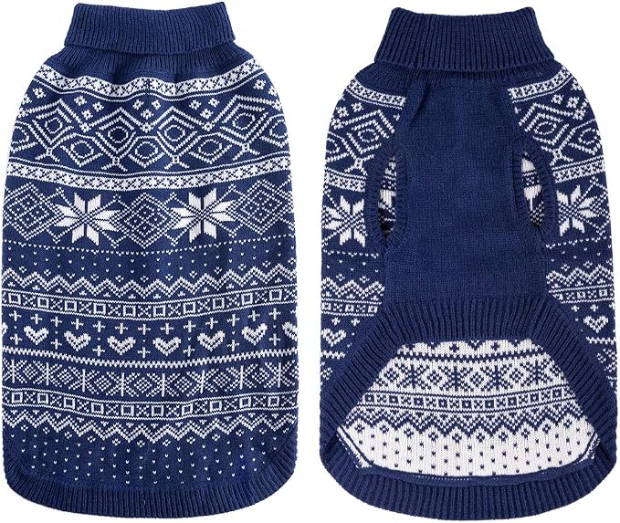 HOMIMP Argyle Dog Sweater - Warm Winter Coat for Small, Medium & Large Dogs, Ugly Puppy Sweater, Soft Coat, Pet Clothing for Boys & Girls (Medium, Blue)