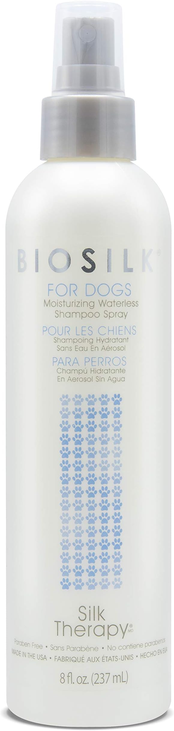 BioSilk for Dogs Silk Therapy Deep Moisture Waterless Shampoo Spray, No Rinse Between-Bath Dog Grooming Spray, Sulfate and Paraben Free, pH Balanced, Made in USA, 8 Fl Oz - 2 Pack