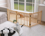 YOCAN Non-Painted Wooden Freestanding Dog Gates for The House,Doorways, Stairs,Wood Dog Fences Indoor Pet Gate,Step Over Fence-3 Panels L:69" H:23"