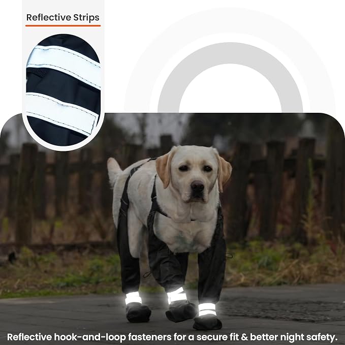 Waterproof Dog Suspender Boots Non-Slip for Small Medium (Black XXL | Dog Paw Protectors for Outdoor Walking Stay-On,Dirt-Proof Comfortable Booties
