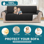 Turquoize 100% Waterproof Sofa Covers Couch Cover Sofa Cover for Dogs Couch Protector Triple Non-Slip Sofa Slipcover for 3 Cushion Couch Furniture Protector for Pets, Kids,Dog (Sofa 70", Black)